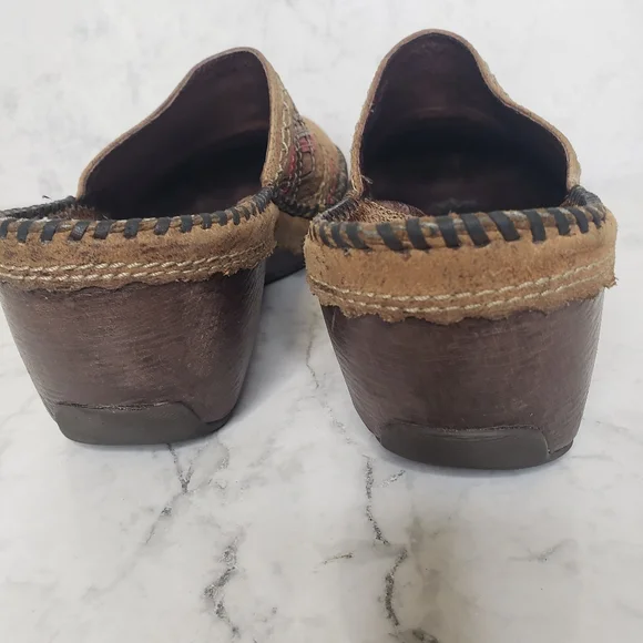 Clarks brown leather Artisan slip on mule clog loafers SZ 7.5 - Picture 6 of 8